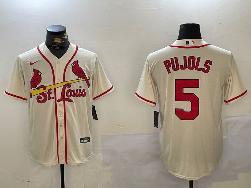 Men St.Louis Cardinals 5 Pujols Cream Game 2024 Nike MLB Jersey style 1